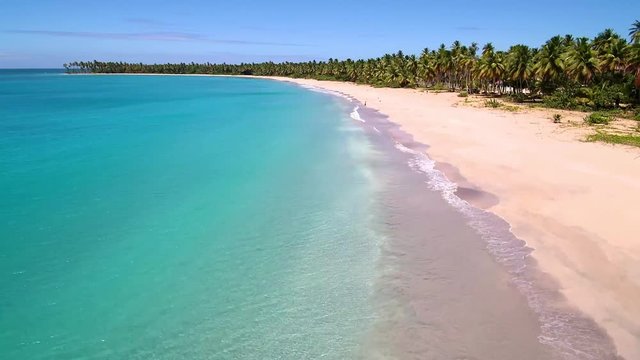 Flying footage of Playa Esmeralda, a beautiful beach in the Dominican Republic