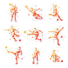 Set of abstract football players. Isolated