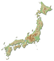 Relief map of Japan - 3D-Rendering