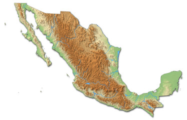 Relief map of Mexico - 3D-Rendering