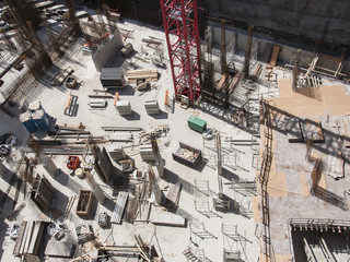 Aerial view of the construction site of a building
