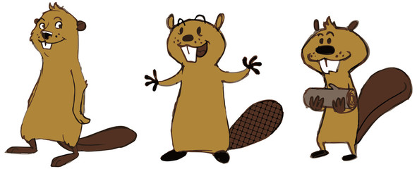 Fototapeta premium Beaver cartoon characters 