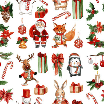 Holly jolly Merry Christmas Seamless pattern