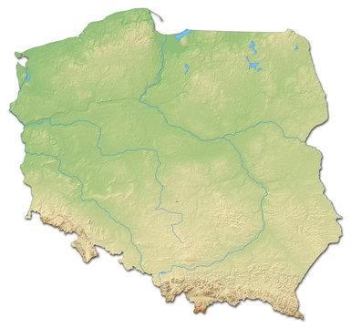 Fototapeta Relief map of Poland - 3D-Rendering