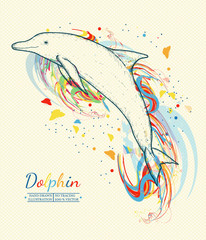 Obraz premium Beautiful dolphin jumping out of the water dolphin art