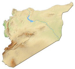 Relief map of Syria - 3D-Rendering