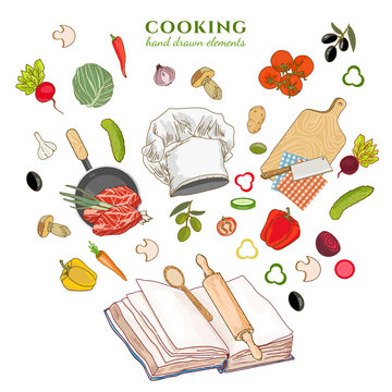 Cookbook creative cooking hand drawn vector