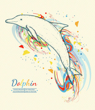 Beautiful dolphin jumping out of the water dolphin art