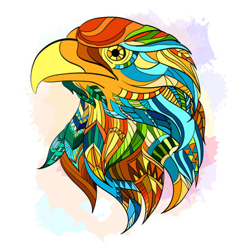 Ethnic patterned head of eagle beautiful eagle