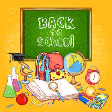 Back to school education background school tools