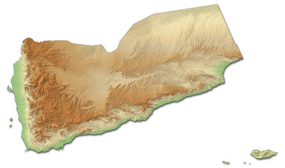 Relief map of Yemen - 3D-Rendering