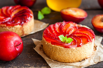 cake with plums and creme cheese