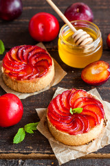 cake with plums and creme cheese