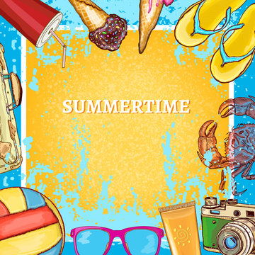 Summertime template hot summer background