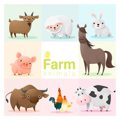 Set of farm animals , vector , illustration