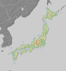 Relief map of Japan - 3D-Rendering