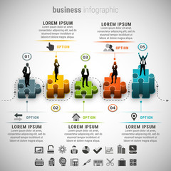 Business Infographic. Vector illustration of business infographic made of stickers. 23 icons inside file. ZIP includes free font link, EPS10, AI, PSD and high resolution JPEG files.