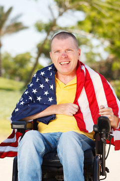 American freedom in wheelchair