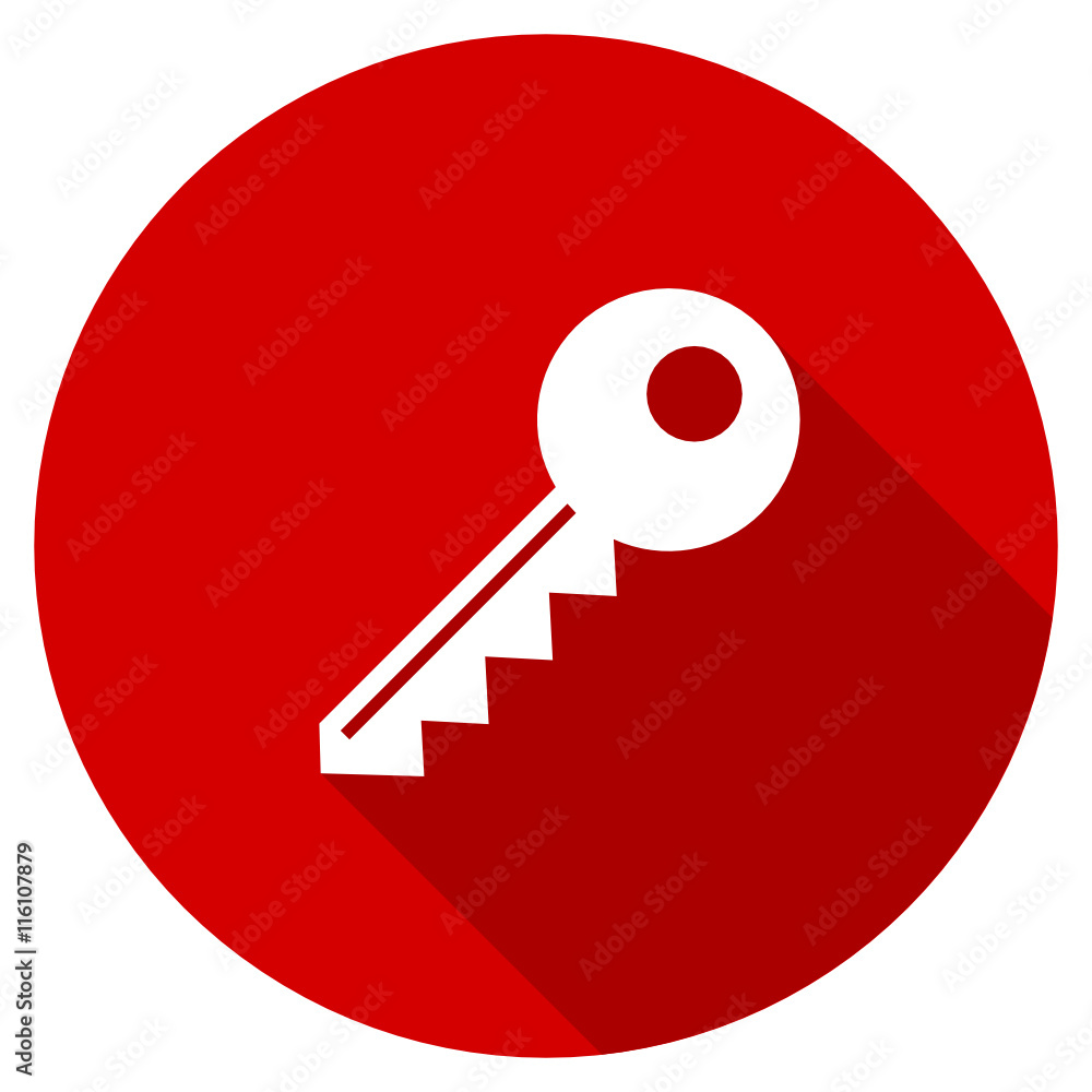 Poster flat design red round key vector icon