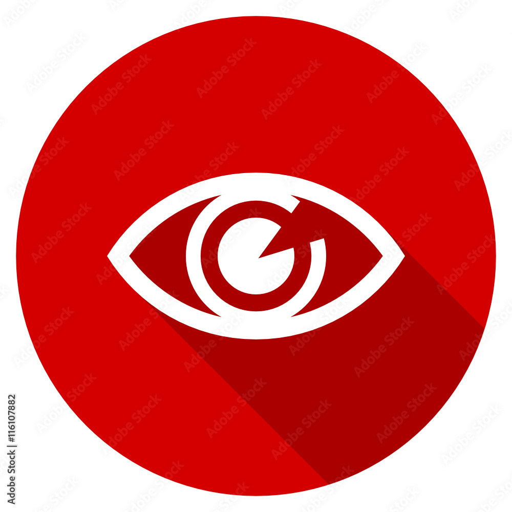 Poster flat design red round eye vector icon