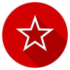 Flat design red round star vector icon