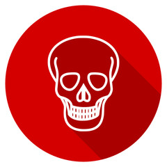 Flat design red round skull vector icon
