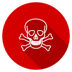 Flat design red round skull vector icon