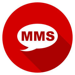 Flat design red round mms vector icon