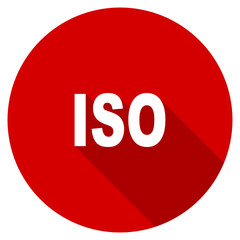 Flat design red round iso vector icon