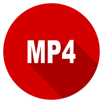 Flat design red round mp4 vector icon