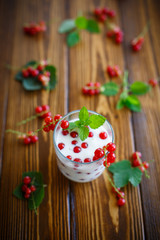 sweet homemade yogurt with red currants