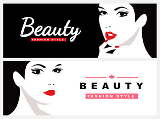 Girl with black hair. Beautiful female face.