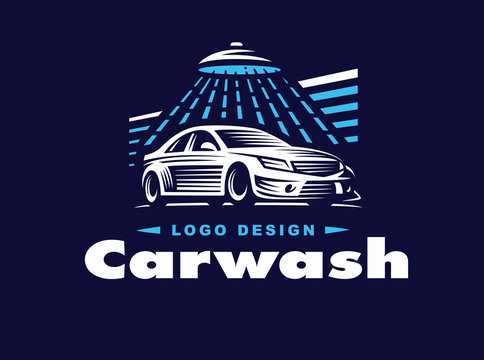 Logo car wash on dark background.