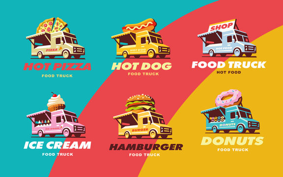 Set illustrations food truck