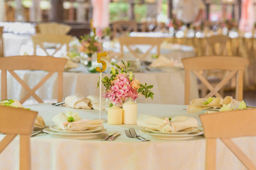 Table setting at a luxury wedding reception
