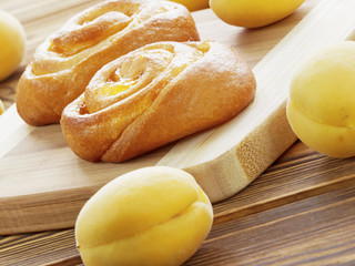 cake with jam and apricots