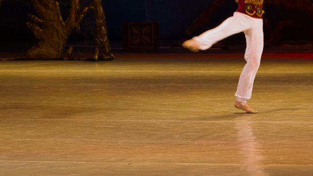 DONETSK, UKRAINE- 12 March 2016: Ballet. Man doing fuete