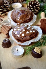 Grußkarte - Weihnachtliche Schokoladenmuffins - Muffins