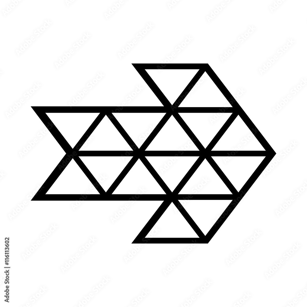 Poster white triangle arrow icon in simple style isolated on white background