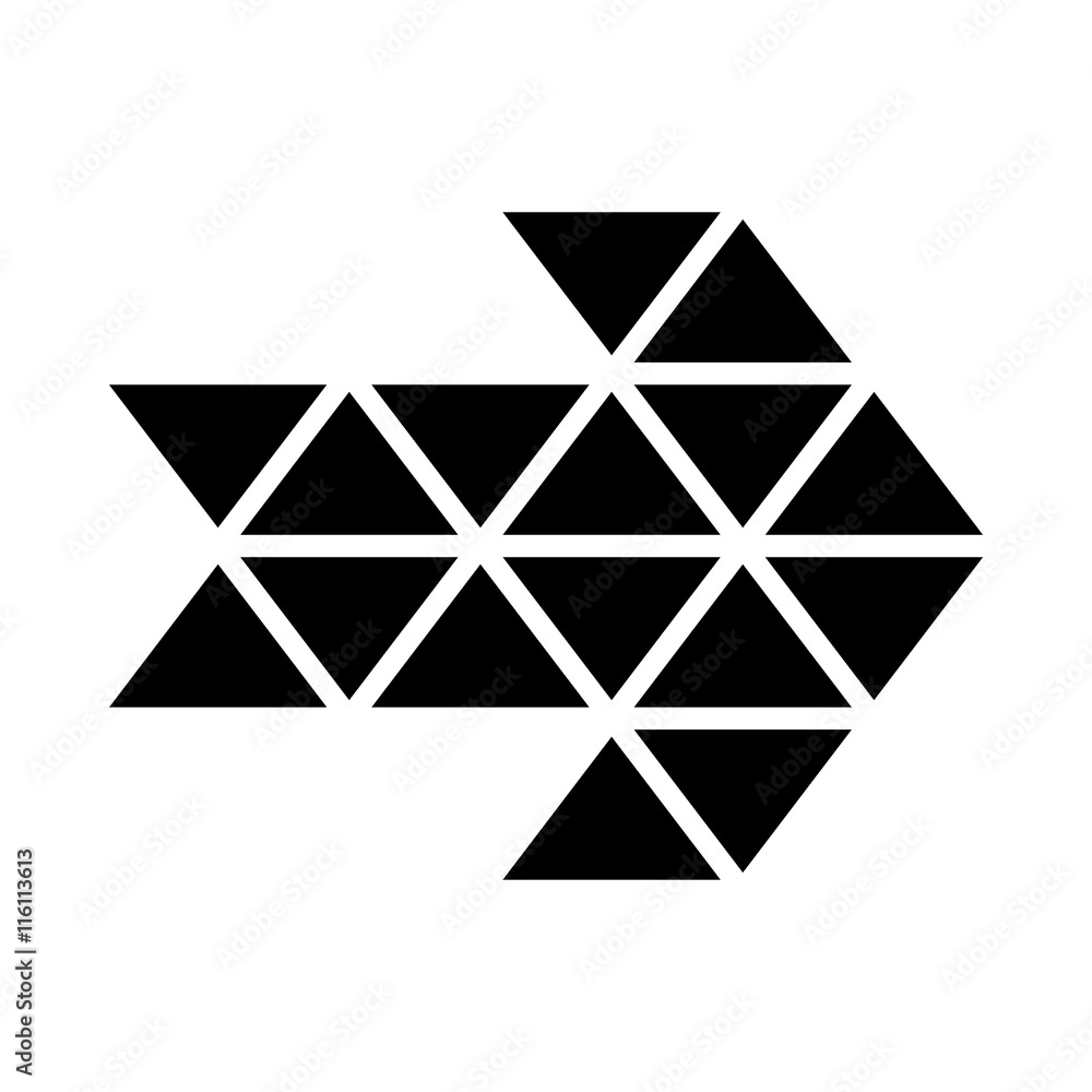 Poster black triangle arrow icon in simple style isolated on white background