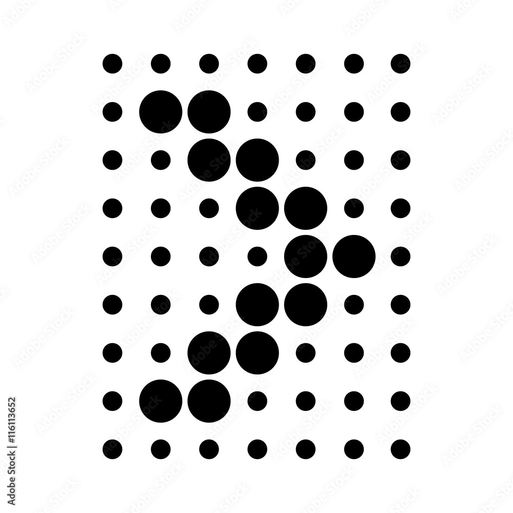 Poster design element with dots arrow icon in simple style isolated on white background