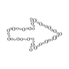 Right arrow with bubble contour icon in simple style isolated on white background