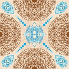 Seamless pattern with indian mandala. Vector illustration. Vintage decorative elements.
