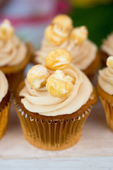 Close up Popcorn Butterscotch Cupcakes