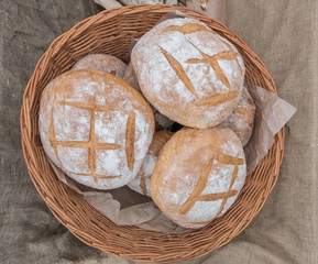 Fresh hearth bread in basket