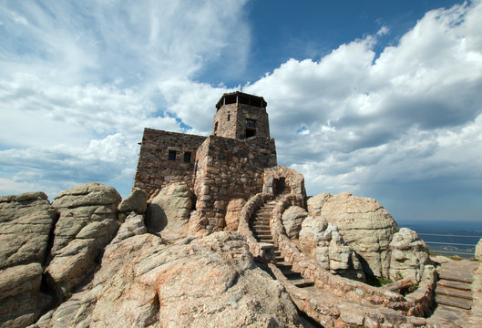 Harney Peak Fire Lookout Watchtower in the Black Elk Wilderness in Custer State Park in the Black Hills