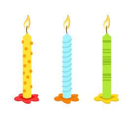Burning candle flat vector illustration