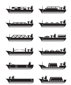 Merchant and cargo ships - vector illustration