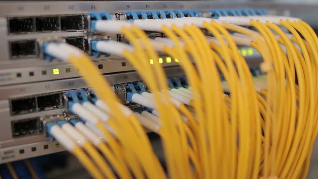 Optical fiber box with yellow wires