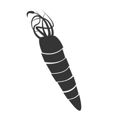 Seafood animal isolated flat icon in black and white, vector illustration graphic.